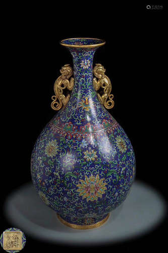 A CLOISONNE FLORAL PATTERN COPPER VASE