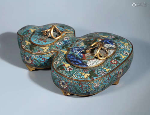 A CLOISONNE CASTED GOURD SHAPED PEN WASHER