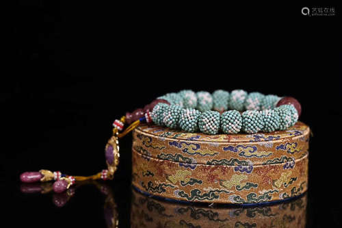 17-20TH CENTURY, A RICE GRAINS DESIGN OLD AGILAWOOD ROSARY, QING DYNASTY