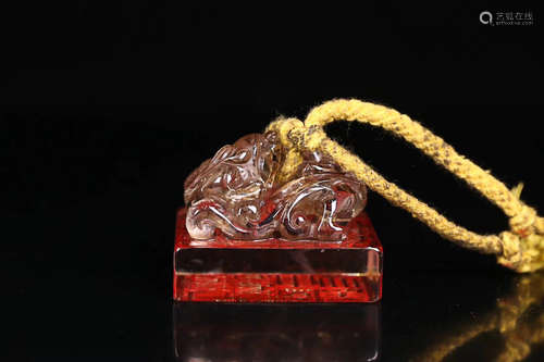 18-19TH CENTURY, A STORY DESIGN CRYSTAL SEAL, LATE QING DYNASTY