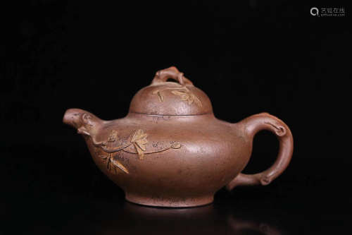 LATTER-DAY, A  PURPLE CLAY TEAPOT