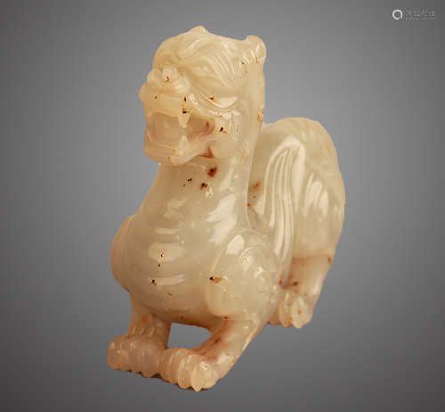 220-420BC, A EVIL AVIOD BEAST CARVED WHITE JADE, WEI AND JIN DYNASTIES