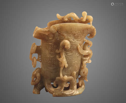 7-9TH CENTURY, A DANCER HETIAN JADE FIGURINE, TANG DYNASTY