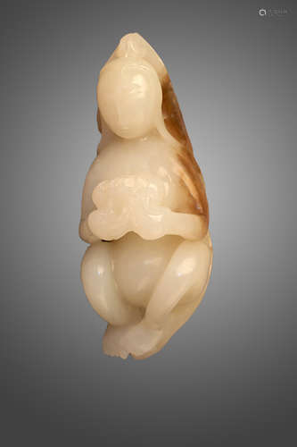 17-19TH CENTURY, A BUTTERFLY FAIRY HETIAN JADE ORNMENT,QING DYNASTY