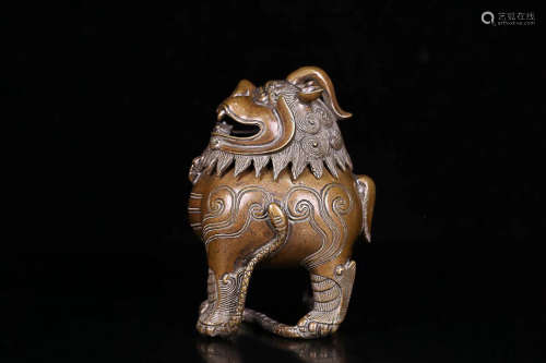 A LION DESIGN OLD BRONZE CENSER