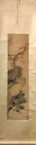 17-19TH CENTURY, BONIAN REN <FLOWER&BIRD GUANGXUBINGXU> PAINTING, QING DYNASTY