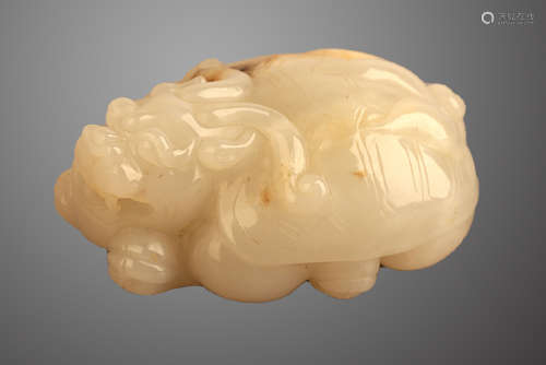 14-19TH CENTURY, A DRAGON&TURTLE PATTERN HETIAN JADE, MING OR QING DYNASTY