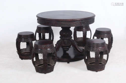 17-19TH CENTURY, A SET OF ROSEWOOD FURNITURE, QING DYNASTY