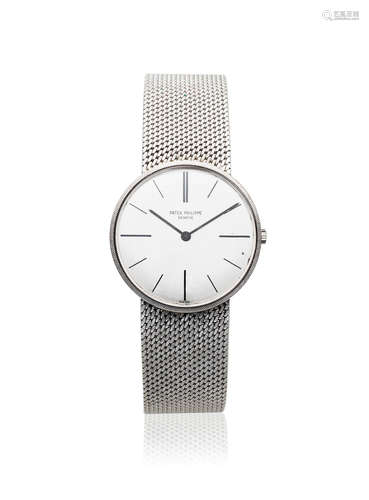 Calatrava, Ref: 3513/5, Sold 20th September 1968  Patek Philippe. An 18K white gold mid-size manual wind bracelet watch