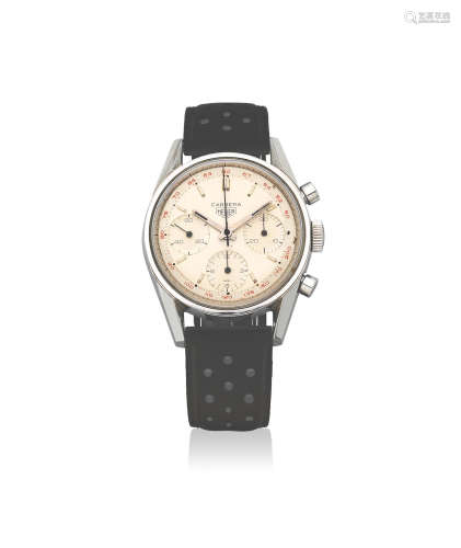 Carrera, Ref: 2448/7, Circa 1965  Heuer. A stainless steel manual wind chronograph wristwatch