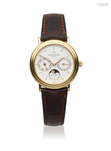 Ref: 46009 73009, Circa 1990  Vacheron Constantin. An 18K gold automatic annual calendar wristwatch with moon phase