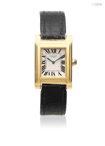 Tank A Vis, Ref: 2484 E, Circa 2003  Cartier. An 18K gold manual wind rectangular wristwatch