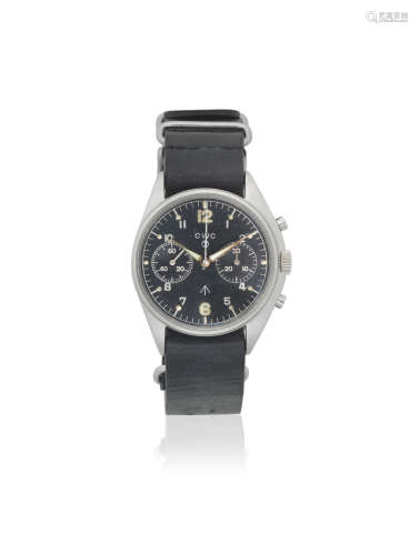 'Fab Four', Circa 1980  CWC. A stainless steel manual wind military chronograph pilots wristwatch issued to the RAF