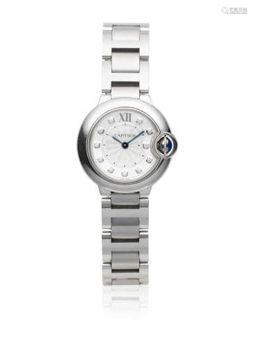 Ballon Bleu, Ref: 3009, Sold 8th December 2014  Cartier. A lady's stainless steel quartz bracelet watch with diamond set dial