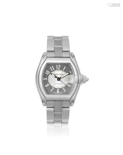 Roadster, Ref: 2510, Sold 3rd August 2004  Cartier. A stainless steel automatic calendar bracelet watch