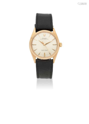 Oyster Perpetual, Ref: 1005, Circa 1962  Rolex. An 18K rose gold automatic wristwatch
