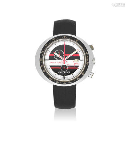 Jacky Ickx Easy-Rider, Ref: 429.801 N, Circa 1972  Heuer. A chrome plated steel manual wind calendar chronograph wristwatch