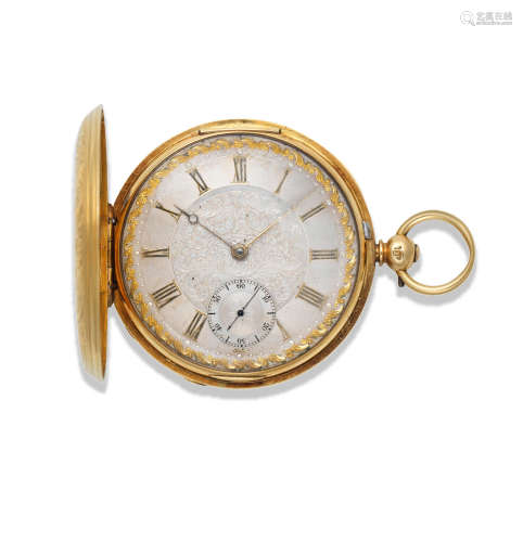 London Hallmark for 1849  E. J. Dent, London. A good 18K gold key wind full hunter pocket watch with finely engraved case