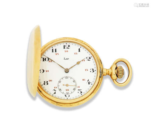 Circa 1920  Lip. An 18K gold keyless wind full hunter pocket watch