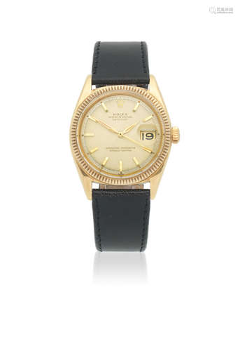 Datejust, Ref: 1601, Glasgow Import mark for 1961  Rolex. An 18K gold automatic calendar wristwatch