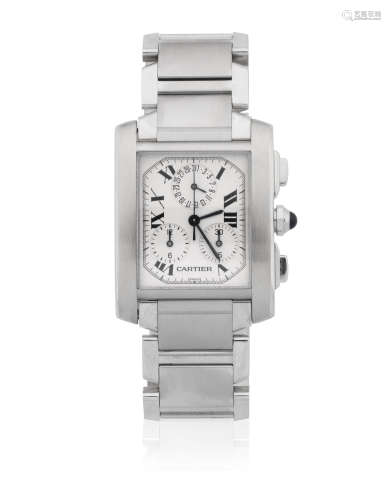 Tank Franҫaise, Ref: 2303, Circa 2000  Cartier. A stainless steel quartz calendar chronograph bracelet watch