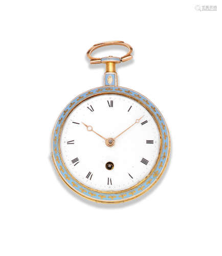 Circa 1810  Wightwick & Moss, Ludgate  Street, London. A continental gold and enamel key wind open face pocket watch