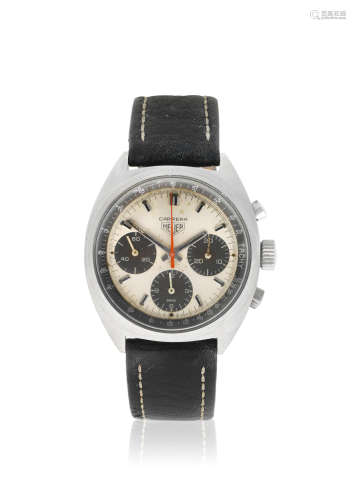 Carrera, Ref: 73653, Circa 1970  Heuer. A stainless steel manual wind chronograph wristwatch