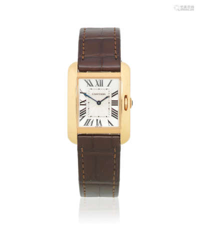 Tank Anglaise, Ref: 3705, Sold 15th April 2017  Cartier. An 18K rose gold quartz rectangular wristwatch