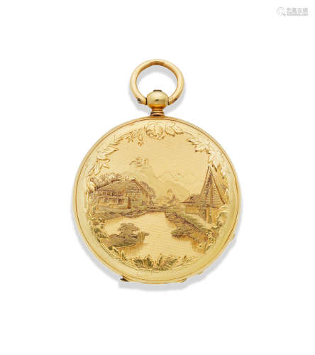Circa 1860  Vacheron. An 18K gold key wind open face pocket watch
