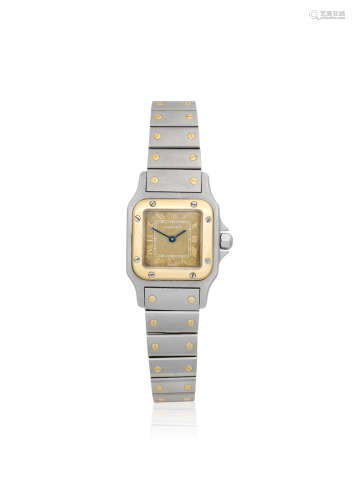 Santos, Ref: 1567, Circa 1990  Cartier. A lady's stainless steel and gold quartz bracelet watch