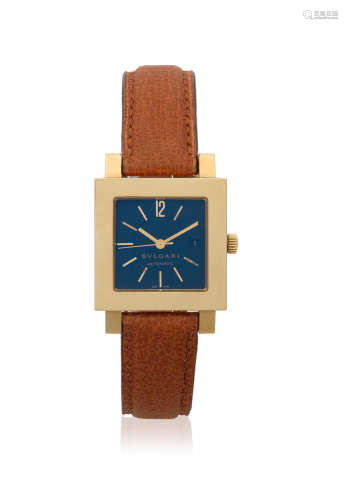 Quadrato, Ref: SQ 29 GL, Circa 2002  Bulgari. A mid-size 18K gold automatic calendar square wristwatch