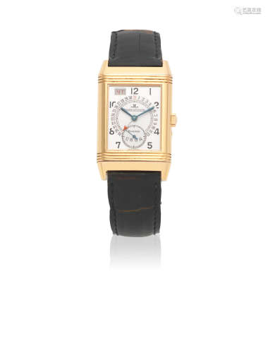 Reverso, Ref: 270.236, Circa 2010  Jaeger-LeCoultre. An 18K gold manual wind calendar reversible rectangular wristwatch