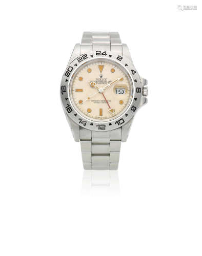 Explorer II, Ref: 16550, Circa 1987  Rolex. A stainless steel automatic calendar bracelet watch