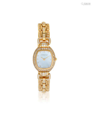 Audermarine, Circa 2000  Audemars Piguet. A lady's 18K gold and diamond set quartz bracelet watch