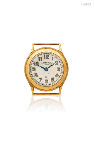 Circa 1930  Harwood for Golay Fils & Stahl, Genève. A mid-size 14K gold automatic watch