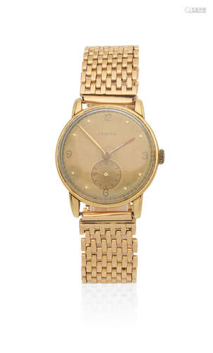 Circa 1950  Zenith. An 18K gold manual wind bracelet watch