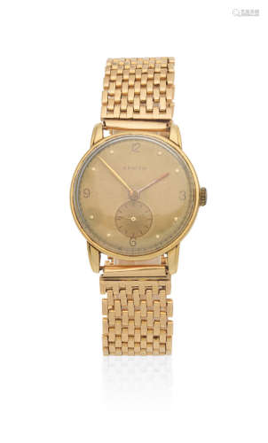 Circa 1950  Zenith. An 18K gold manual wind bracelet watch