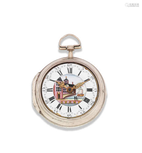 London Hallmark for 1764  John Rayment, Huntingdon. A silver key wind pair case pocket watch