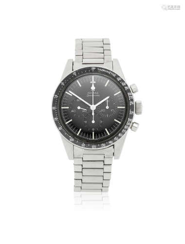 Speedmaster, Ref: ST 105.003-65, Sold 28th December 1967  Omega. A stainless steel manual wind chronograph bracelet watch