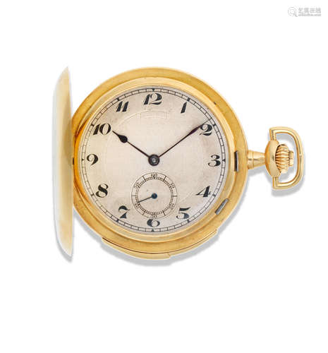 Circa 1900  Vulcain. An 18K gold keyless wind minute repeating full hunter pocket watch