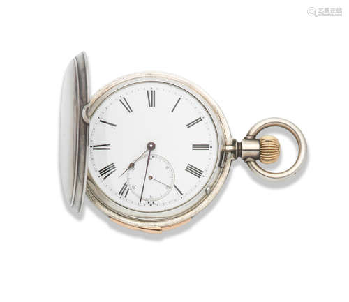 Circa 1900  Bearing the signature Pateck & Cie. A silver keyless wind repeating full hunter pocket watch