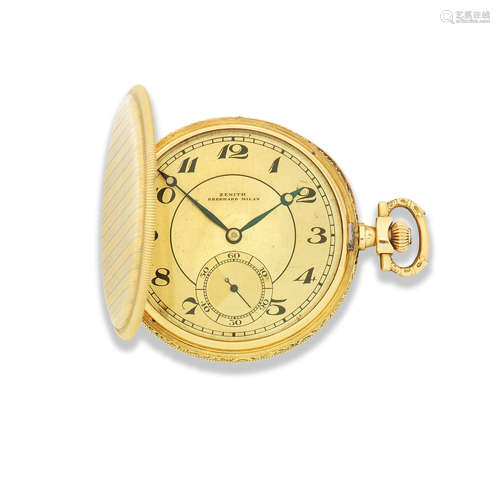 Circa 1910  Zenith for Eberhard, Milan. An 18K two colour gold keyless wind full hunter pocket watch