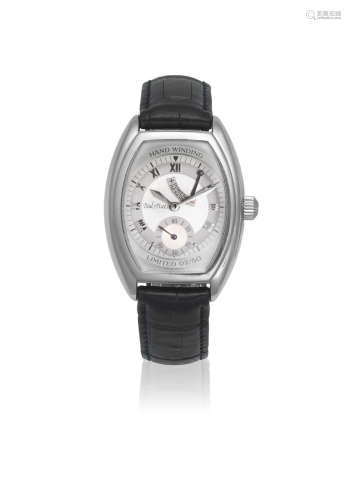Circa 2000, 156  Paul Picot. An 18K white gold manual wind tonneau form wristwatch with power reserve