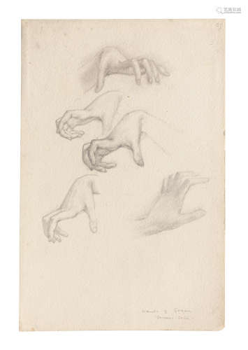 Study of the hands of the Graiae from Perseus and the Graiae Sir Edward Coley Burne-Jones, Bt., ARA, RWS(British, 1833-1898)