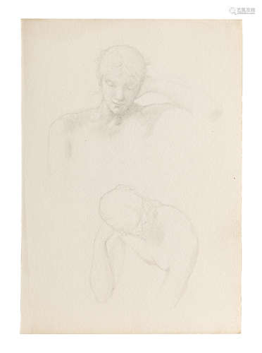 Study of two girls, head and shoulders Sir Edward Coley Burne-Jones, Bt., ARA, RWS(British, 1833-1898)