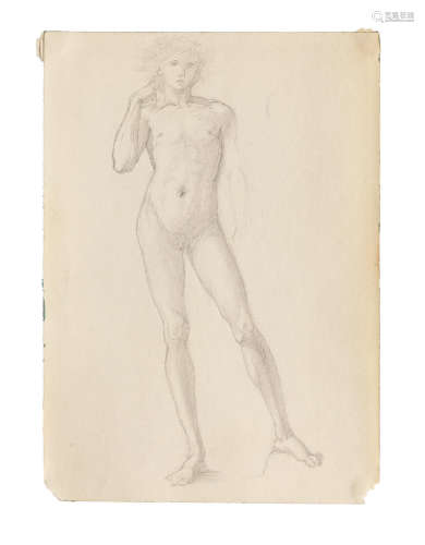 Study of a male nude from the 'Troy Triptych'  Sir Edward Coley Burne-Jones, Bt., ARA, RWS(British, 1833-1898)