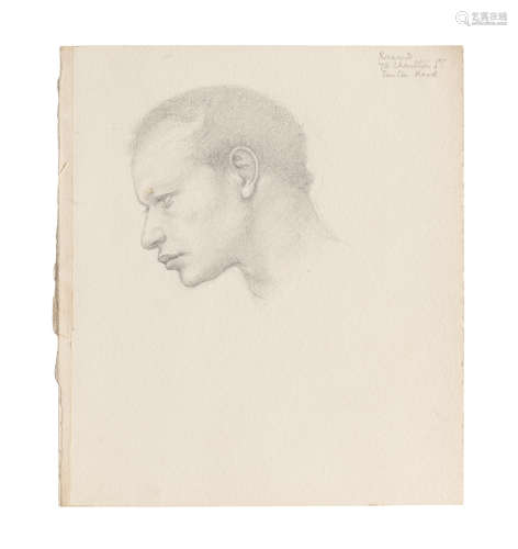 Study of the head of a man in profile for The Petition to the King Sir Edward Coley Burne-Jones, Bt., ARA, RWS(British, 1833-1898)