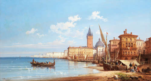 Coming ashore, Venice Charles Euphrasie Kuwasseg(French, 1838-1904)