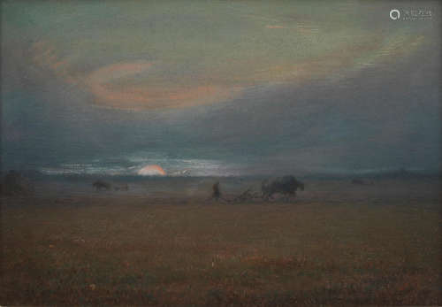 Ploughing at sunset François Millet(French, 1851-1917)