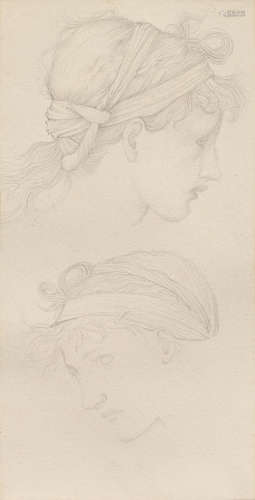 Study of the heads of two girls Sir Edward Coley Burne-Jones, Bt., ARA, RWS(British, 1833-1898)